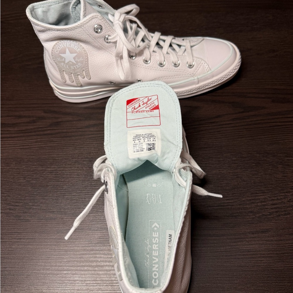 Converse Women's White Leather High-Tops - Picture 6 of 6